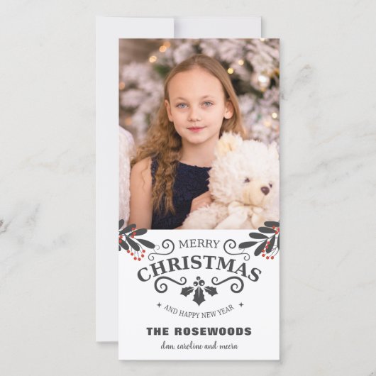 メリーエレガントクリスマスの新年の写真カード シーズンカード (正面)