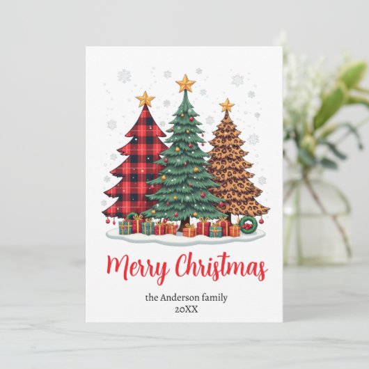メリーエレガントクリスマスの木の写真なし シーズンカード (スタンド正面)