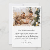 メリーエレガントクリスマスの木の雪片1枚の写真 シーズンカード (裏面)