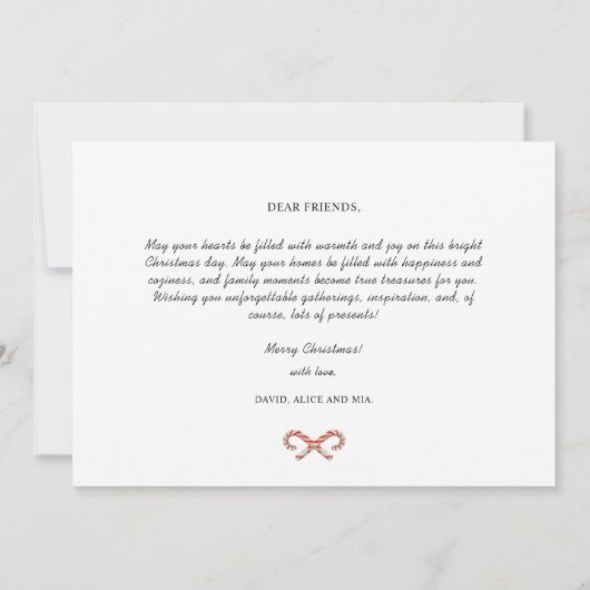 メリーエレガントクリスマスの木の雪片1枚の写真 シーズンカード (裏面)