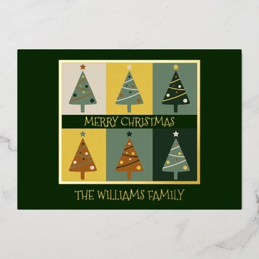 メリーエレガントクリスマスの木カスタム々 箔シーズンカード (正面)