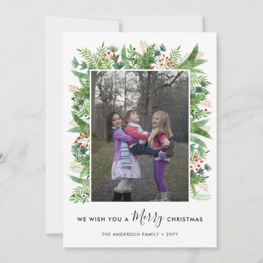 メリーエレガントクリスマスの枝の果実2写真 シーズンカード (正面)