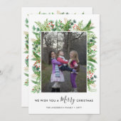 メリーエレガントクリスマスの枝の果実2写真 シーズンカード (正面/裏面)