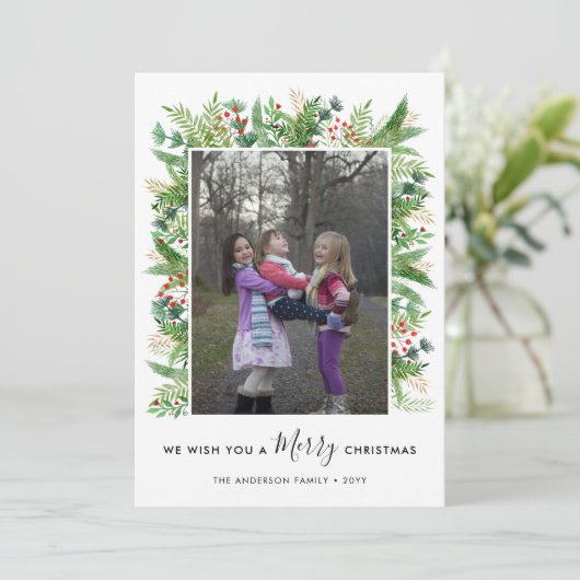 メリーエレガントクリスマスの枝の果実2写真 シーズンカード (スタンド正面)