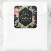 メリーエレガントクリスマスの水の色のフローラ緑 スクエアシール (バッグ)