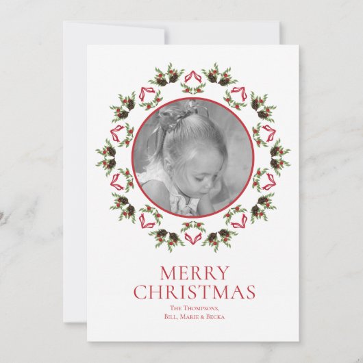 メリーエレガントクリスマスの緑の写真 シーズンカード (正面)