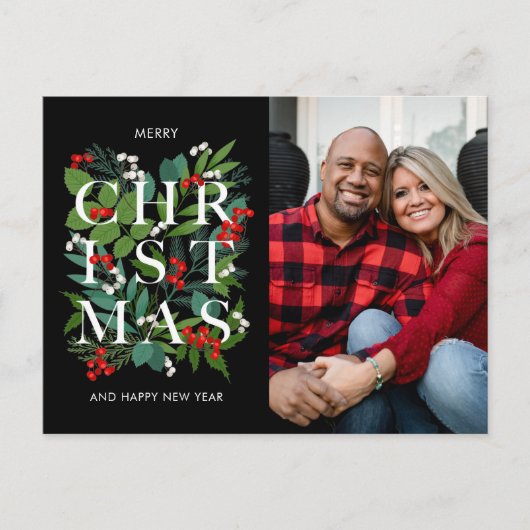 メリーエレガントクリスマスの緑の写真 シーズンポストカード (正面)