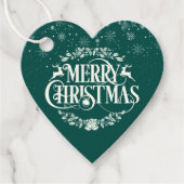メリーエレガントクリスマスの雪の結晶エメラルドグリーン フェイバータグ (正面)