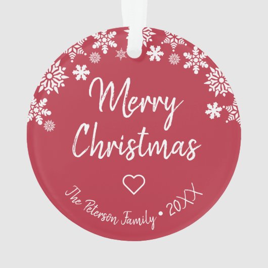 メリーエレガントクリスマスの雪片のカスタム写真 オーナメント (裏面)