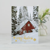 メリーエレガントクリスマスの雪片の写真 箔シーズンカード (立ち正面)