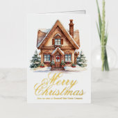 メリーエレガントクリスマスカスタムハウス事業金ゴールド 箔シーズンカード (正面)