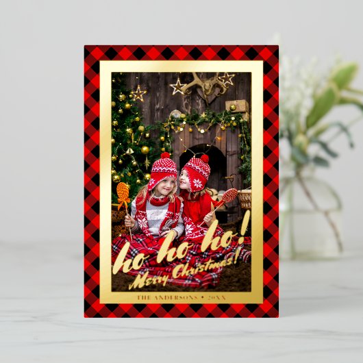 メリーエレガントクリスマスカスタム写真枠 箔シーズンカード (立ち正面)