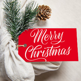 メリーエレガントクリスマススクリプトレッドホリデー ギフトタグ