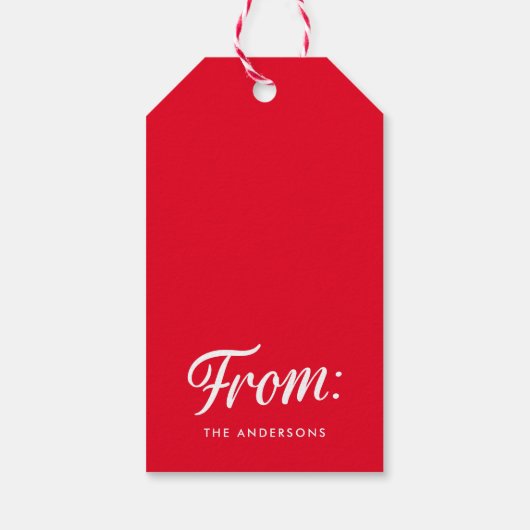 メリーエレガントクリスマススクリプトレッドホリデー ギフトタグ (裏面)