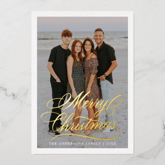 メリーエレガントクリスマススクリプト2写真 箔シーズンカード (正面)