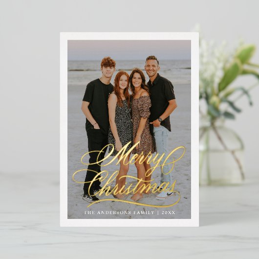 メリーエレガントクリスマススクリプト2写真 箔シーズンカード (立ち正面)