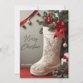 メリーエレガントクリスマスストッキングホリデーカード シーズンカード (正面)