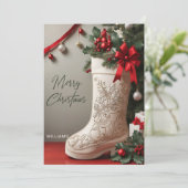 メリーエレガントクリスマスストッキングホリデーカード シーズンカード (スタンド正面)