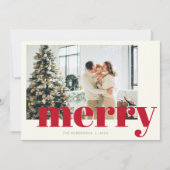 メリーエレガントクリスマスタイポグラフィモダン写真 シーズンカード (正面)