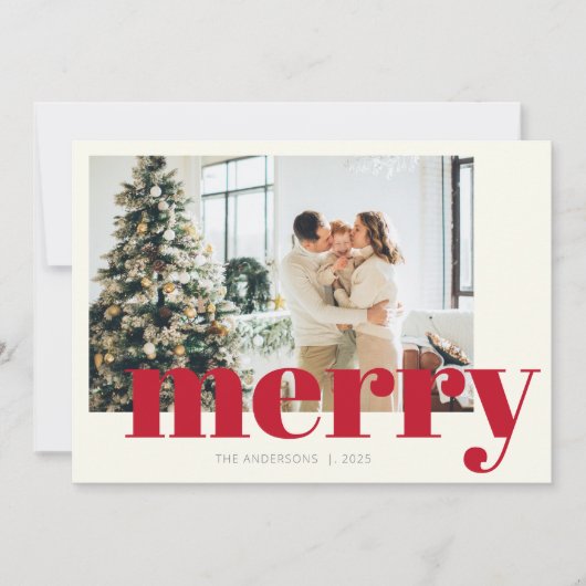 メリーエレガントクリスマスタイポグラフィモダン写真 シーズンカード (正面)