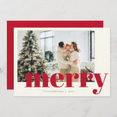 メリーエレガントクリスマスタイポグラフィモダン写真 シーズンカード (正面/裏面)
