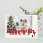メリーエレガントクリスマスタイポグラフィモダン写真 シーズンカード (スタンド正面)