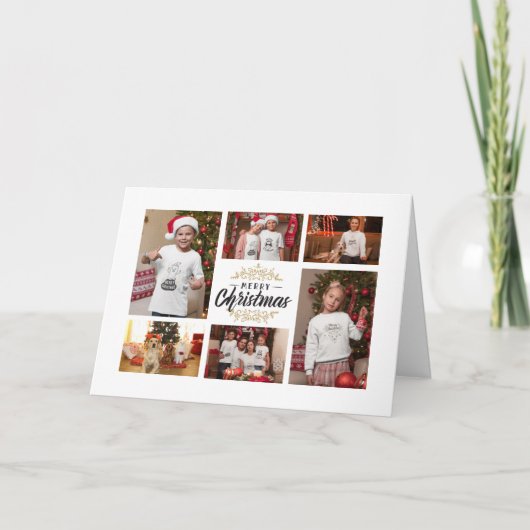 メリーエレガントクリスマスタイポグラフィ写真コラージュ シーズンカード (正面)