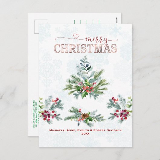 メリーエレガントクリスマスタイポグラフィ シーズンポストカード (正面/裏面)