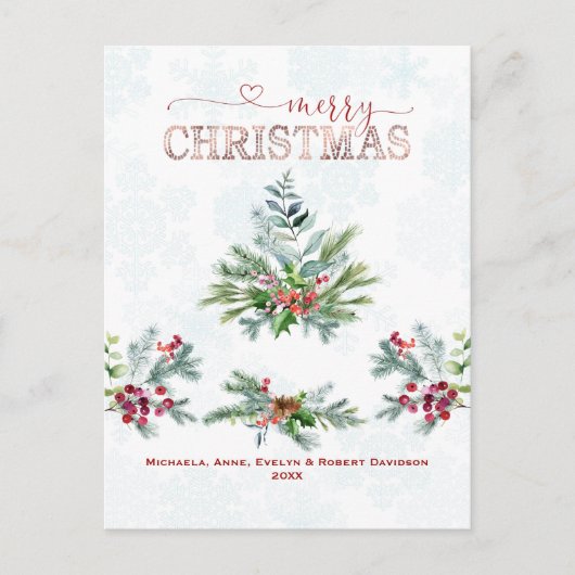 メリーエレガントクリスマスタイポグラフィ シーズンポストカード (正面)