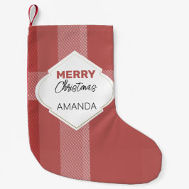 メリーエレガントクリスマスタータンチェックブルゴーニュ スモールクリスマスストッキング