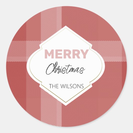 メリーエレガントクリスマスタータンチェックブルゴーニュ ラウンドシール (正面)