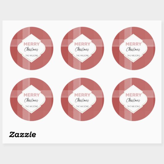 メリーエレガントクリスマスタータンチェックブルゴーニュ ラウンドシール (シート)