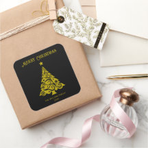 メリーエレガントクリスマスツリーのシール付きブラック