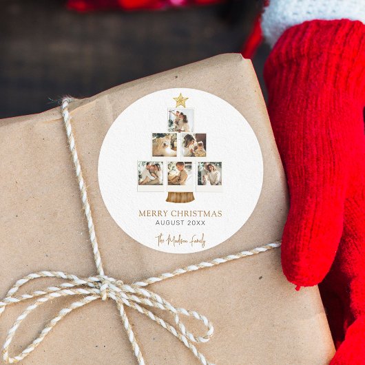 メリーエレガントクリスマスツリーの写真 ラウンドシール