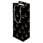 メリーエレガントクリスマスツリーブラックと金ゴールドルック ワインギフトバッグ (裏面アングル)