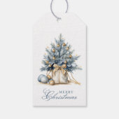 メリーエレガントクリスマスツリー金ゴールドブルーウォーター色 ギフトタグ (裏面)