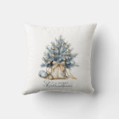 メリーエレガントクリスマスツリー金ゴールドブルーウォーター色 クッション (裏面)