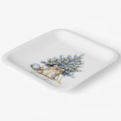 メリーエレガントクリスマスツリー金ゴールドブルーウォーター色 ペーパープレート (傾斜あり)