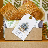 メリーエレガントクリスマスツリー金ゴールドブルー名前をカスタムする ギフトタグ