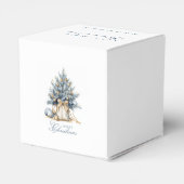 メリーエレガントクリスマスツリー金ゴールドブルー名前をカスタムする フェイバーボックス (裏面サイド)