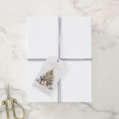 メリーエレガントクリスマスツリー金ゴールドミニマリスト ギフトタグ (より糸付き)