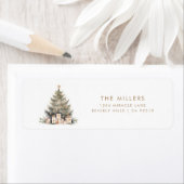 メリーエレガントクリスマスツリー金ゴールドミニマリスト ラベル (インサイチュ)