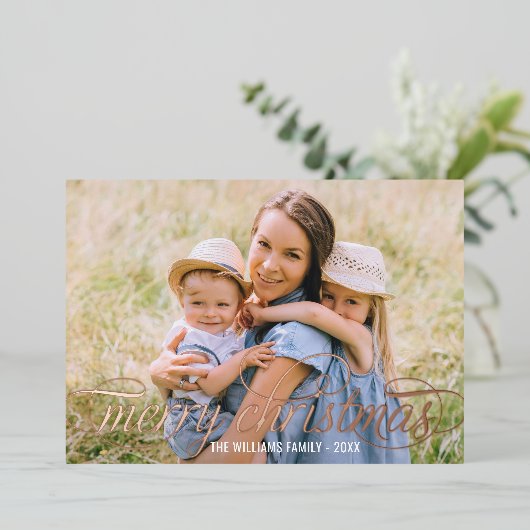 メリーエレガントクリスマスバラ金ゴールドコラージュ 箔シーズンカード (立ち正面)