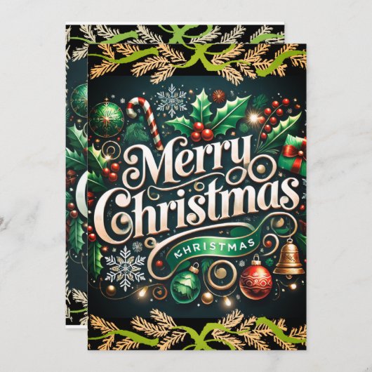 メリーエレガントクリスマスパーティの招待状 招待状 (正面/裏面)