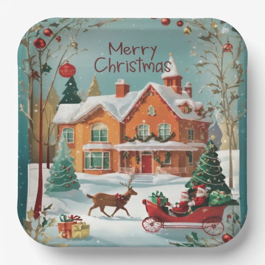 メリーエレガントクリスマスフェスティバルスクエア ペーパープレート (正面)