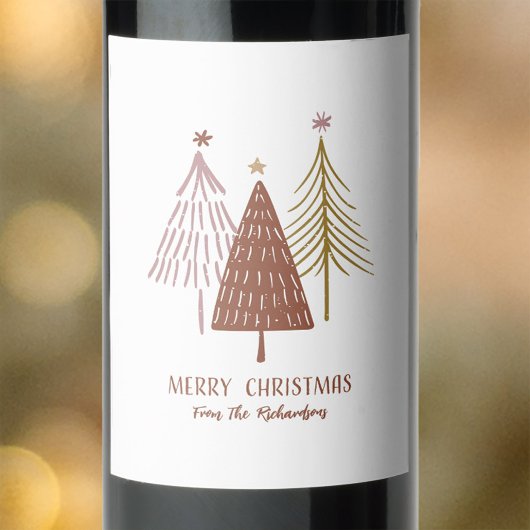 メリーエレガントクリスマスフェスティバルツリーズホリデーシック ワインラベル