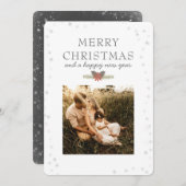 メリーエレガントクリスマスフォトコラージュ雪片 シーズンカード (正面/裏面)