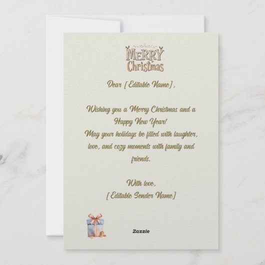 メリーエレガントクリスマスフラットホリデーカード シーズンカード (裏面)