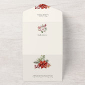 メリーエレガントクリスマスフローラ金ゴールドアーチ2 – 写真 オールインワン招待状 (外側)