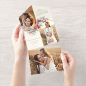 メリーエレガントクリスマスフローラ金ゴールドアーチ2 – 写真 オールインワン招待状 (切り取り部)